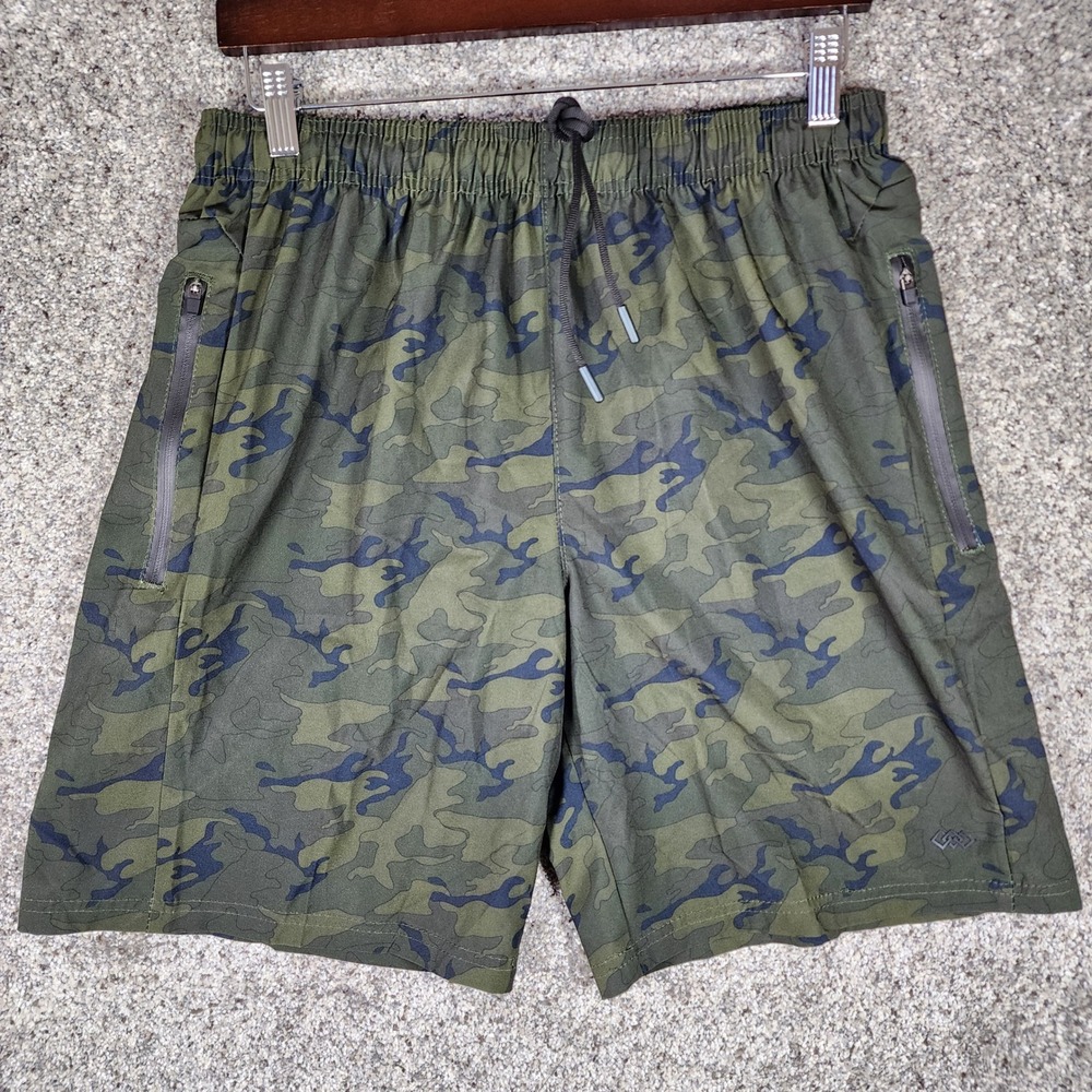 LEG3ND Camo Shorts Mens Medium Athletic Zipper Pockets Excellent